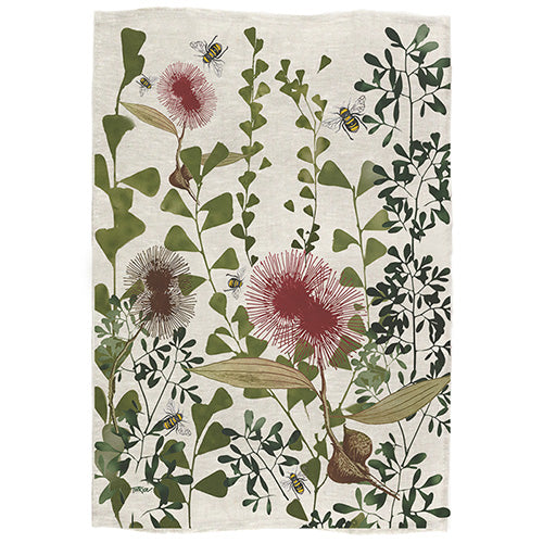 ECO Tea Towel Hakea attracting the Bees Design.