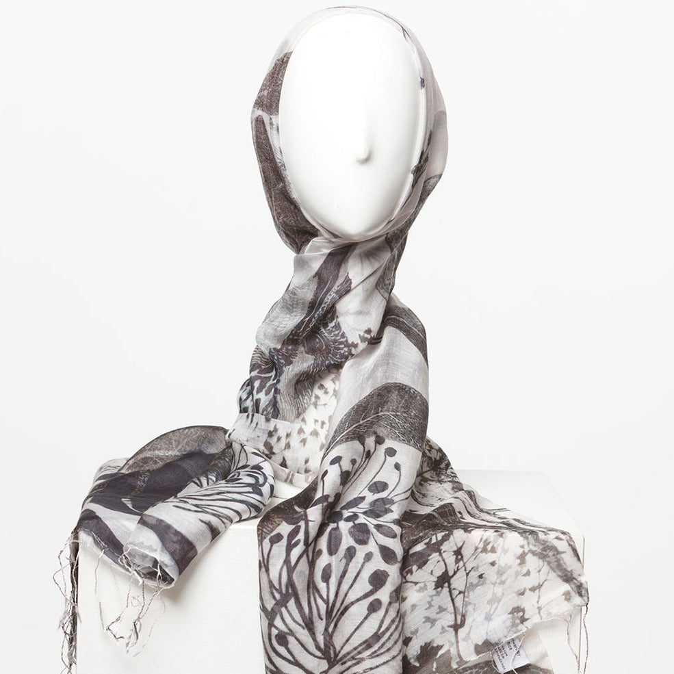 Kingfisher silk and modal designer scarf by artist Trudy Rice