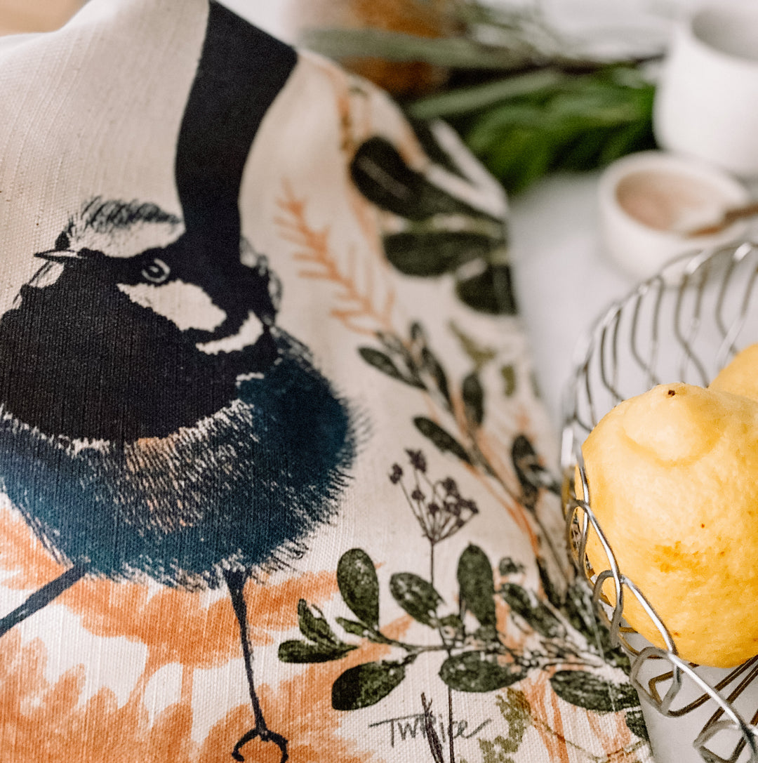 ECO Tea Towel Splendid Fairy-Wren Design.
