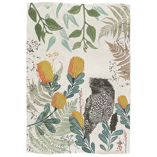 ECO Tea Towel Tawny Frog Mouth Design.