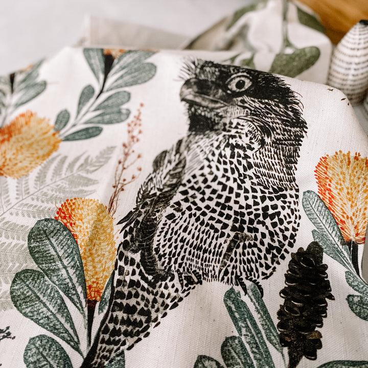 ECO Tea Towel Tawny Frog Mouth Design.