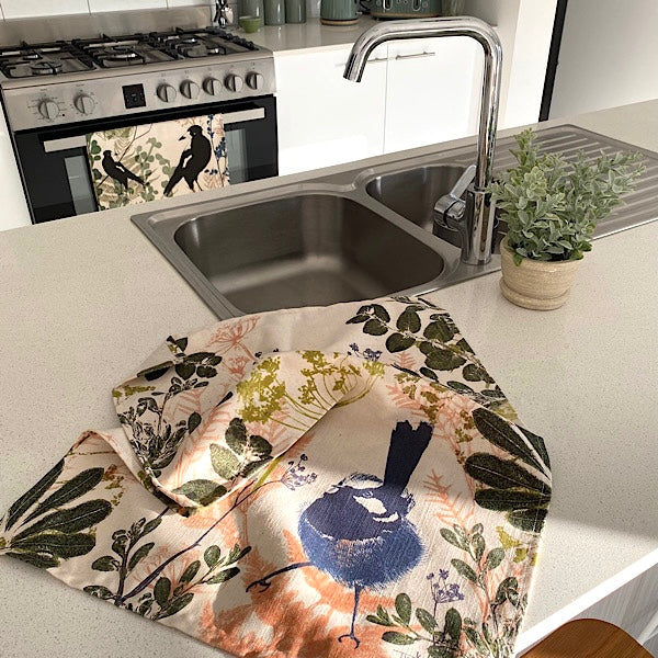 ECO Tea Towel Splendid Fairy-Wren Design.