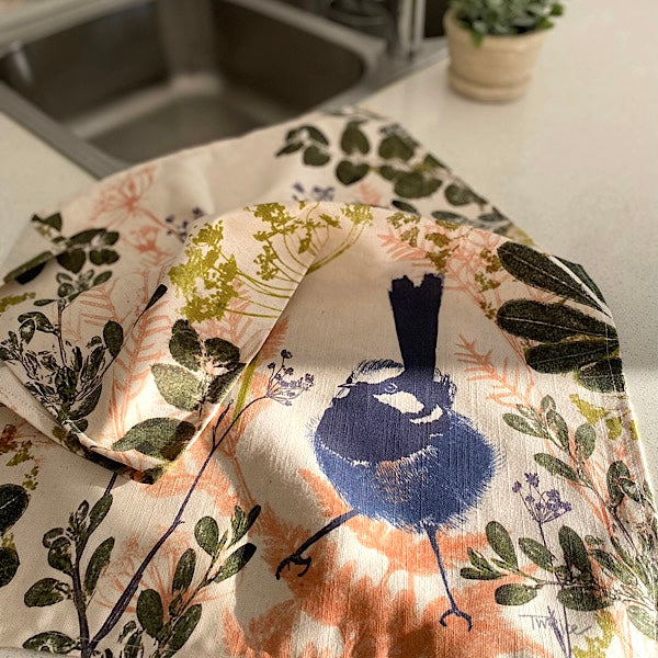 ECO Tea Towel Splendid Fairy-Wren Design.